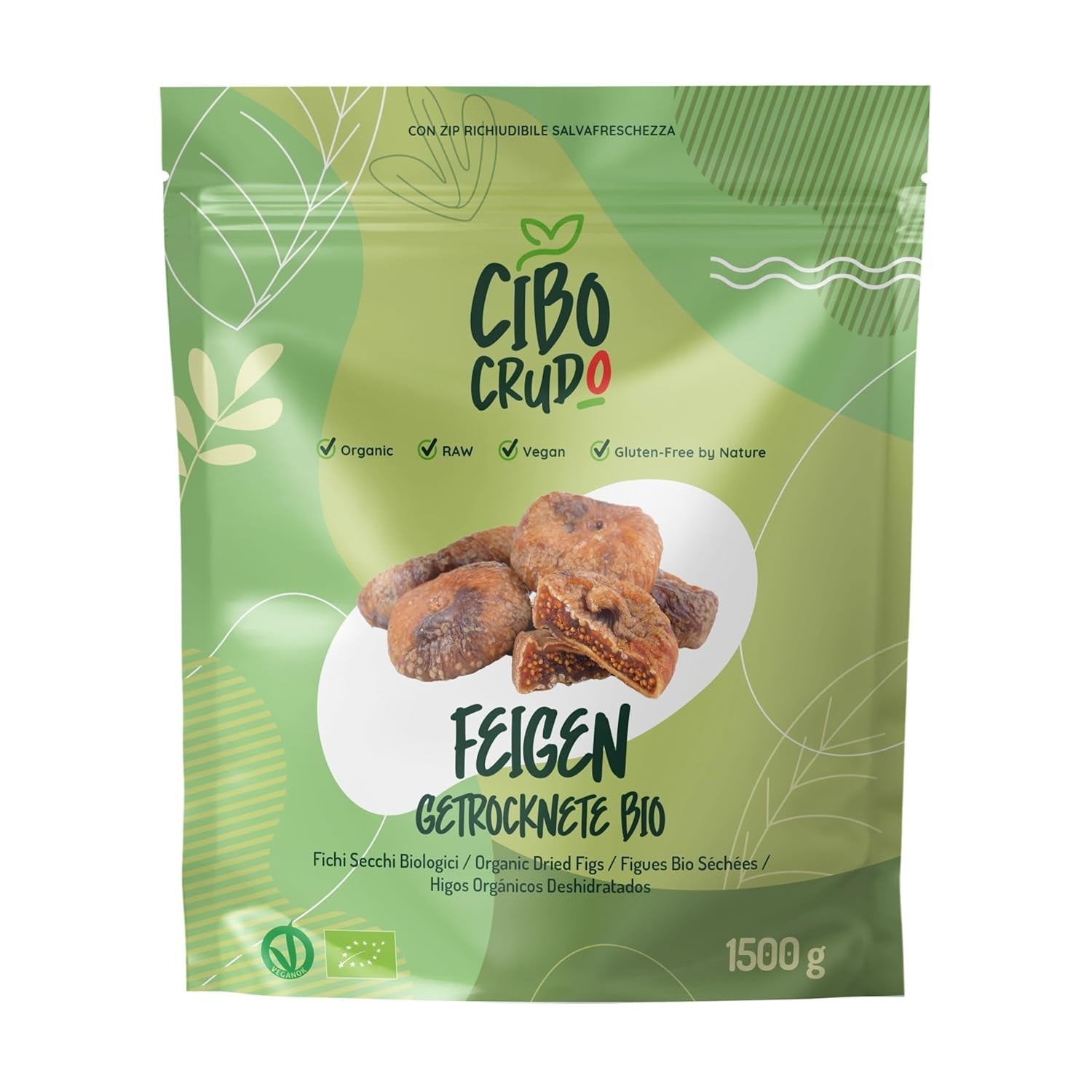 Fichi secchi biologici non zuccherati - 250g. Fichi turchi secchi non zuccherati. Prodotto naturale di alta qualità. Fichi secchi biologici. Naty Shop prodotti disidratati 1,5 kg (1 confezione)