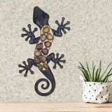 Lucertola da muro in metallo toni della terra 60 x 30 x 1,5 cm, colorato, standard Statue e sculture Naty Shop