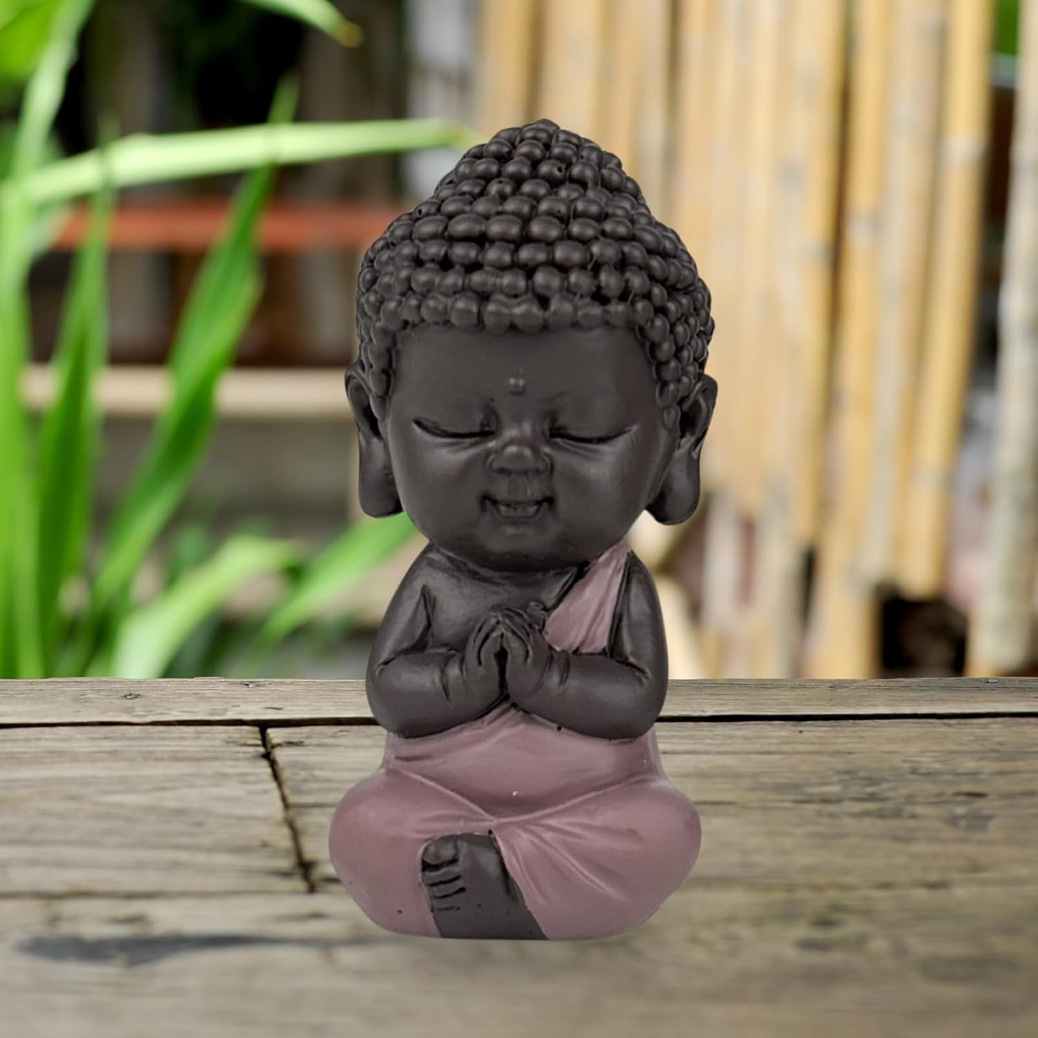 Statuetta Baby Buddha Toga rosa - Statuetta ispiratrice e allegra - Talismano positivo Concentrazione - Idea regalo carina e spirituale - H 7 cm - Zen'Light Statue e sculture Naty Shop