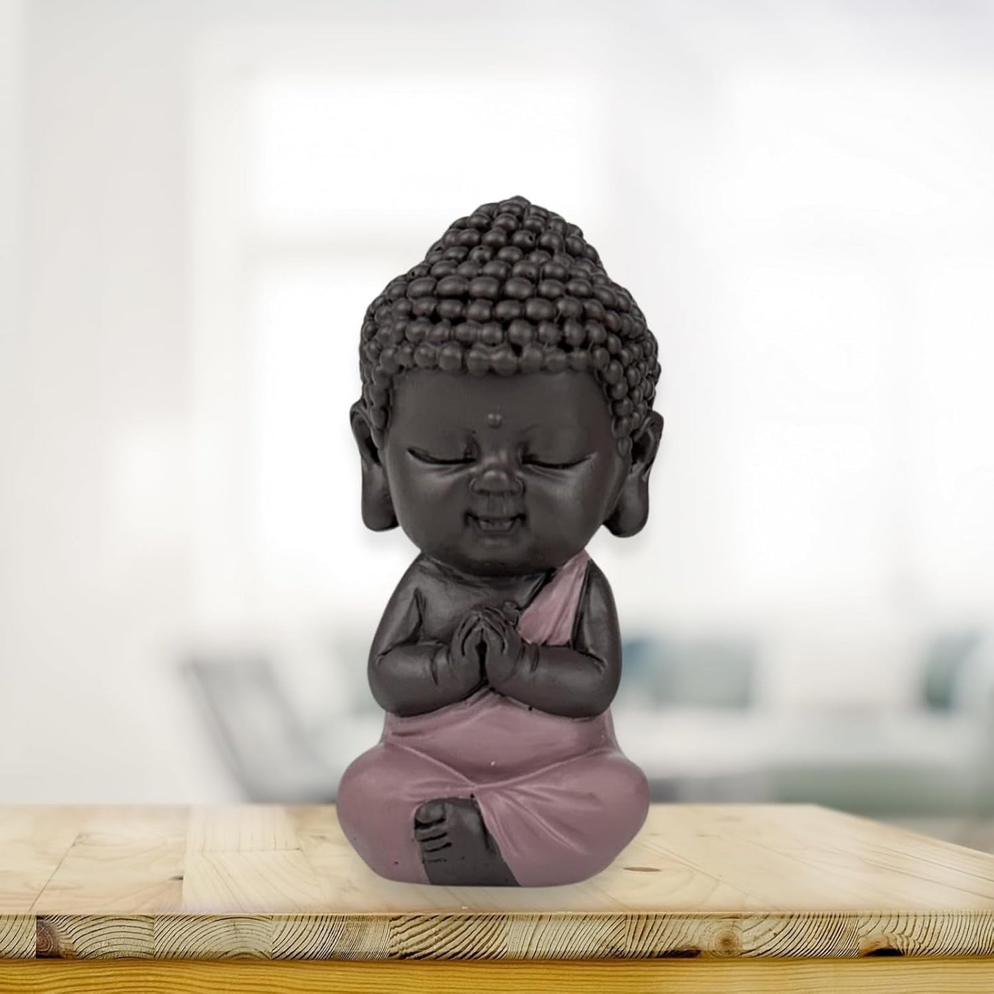 Statuetta Baby Buddha Toga rosa - Statuetta ispiratrice e allegra - Talismano positivo Concentrazione - Idea regalo carina e spirituale - H 7 cm - Zen'Light Statue e sculture Naty Shop