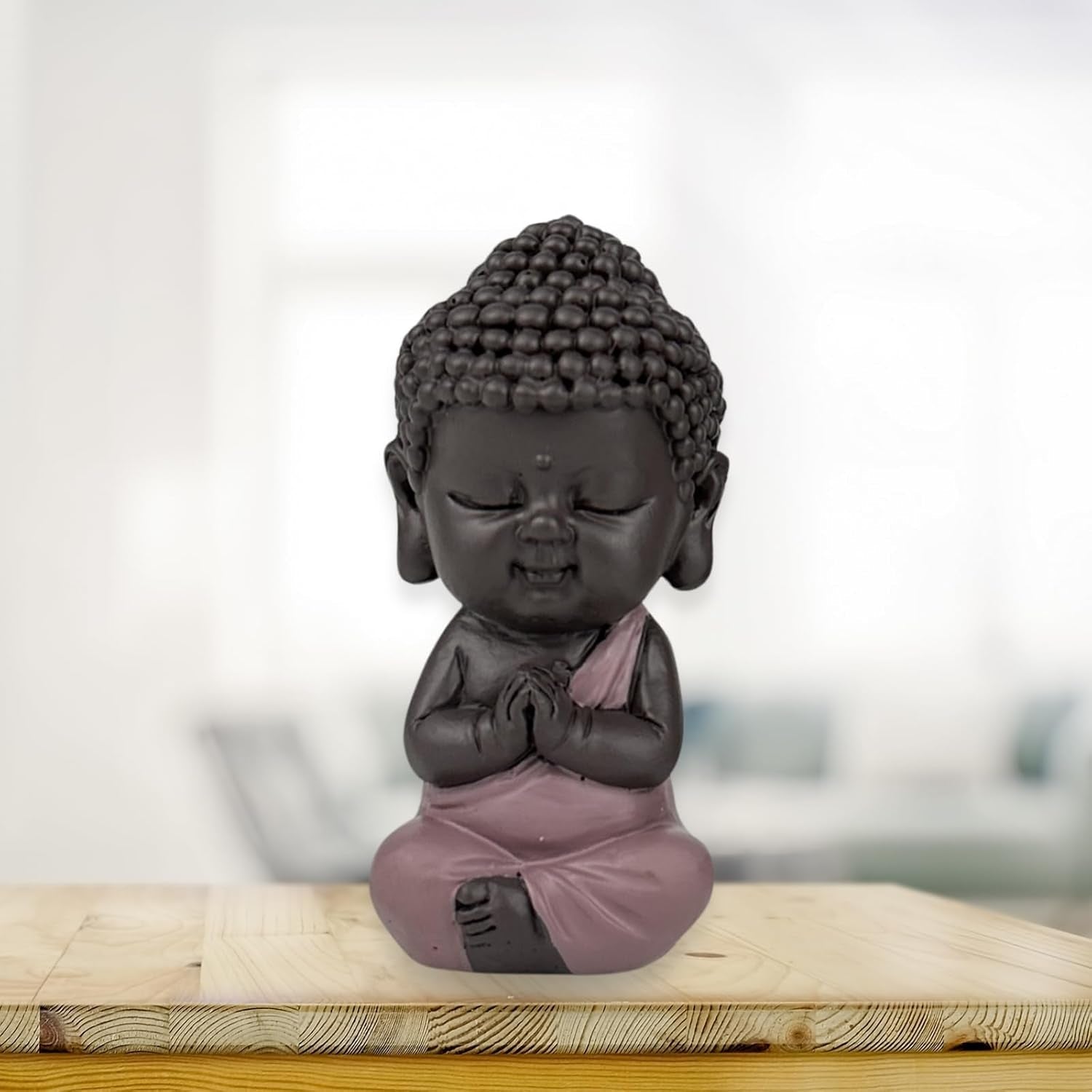 Statuetta Baby Buddha Toga rosa - Statuetta ispiratrice e allegra - Talismano positivo Concentrazione - Idea regalo carina e spirituale - H 7 cm - Zen'Light Statue e sculture Naty Shop