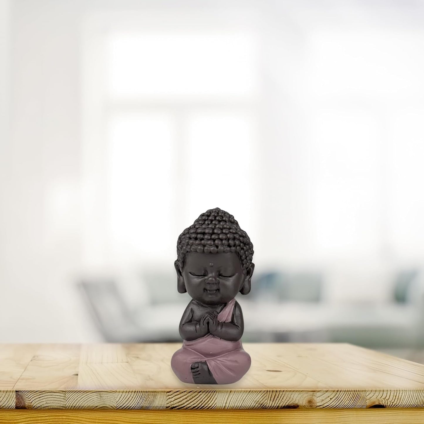 Statuetta Baby Buddha Toga rosa - Statuetta ispiratrice e allegra - Talismano positivo Concentrazione - Idea regalo carina e spirituale - H 7 cm - Zen'Light Statue e sculture Naty Shop