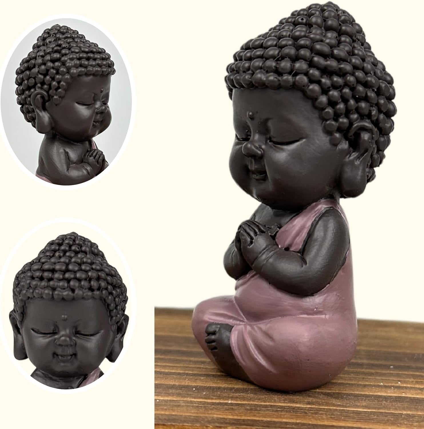 Statuetta Baby Buddha Toga rosa - Statuetta ispiratrice e allegra - Talismano positivo Concentrazione - Idea regalo carina e spirituale - H 7 cm - Zen'Light Statue e sculture Naty Shop