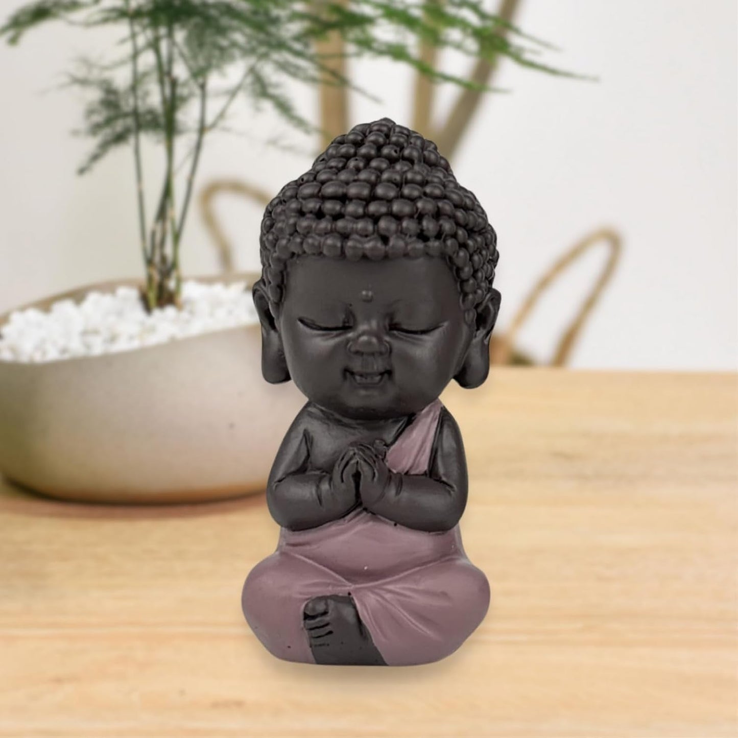 Statuetta Baby Buddha Toga rosa - Statuetta ispiratrice e allegra - Talismano positivo Concentrazione - Idea regalo carina e spirituale - H 7 cm - Zen'Light Statue e sculture Naty Shop