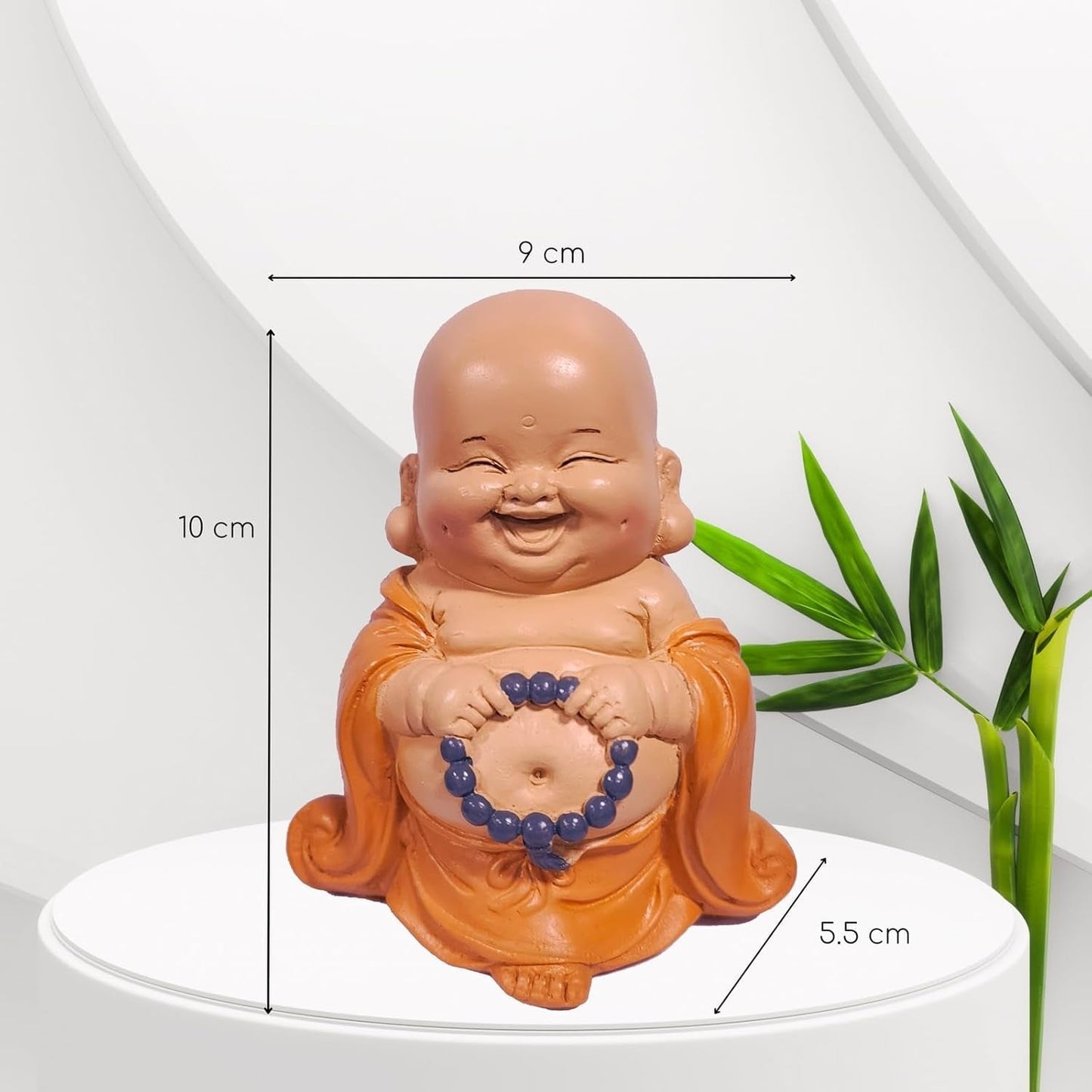 Statua del Buddha che ride con rosario - Statuina ispiratrice e allegra - Talismano fortunato pieno di positività - Idea regalo carina e spirituale - -H 10 cm - Zen'Light Statue e sculture Naty Shop