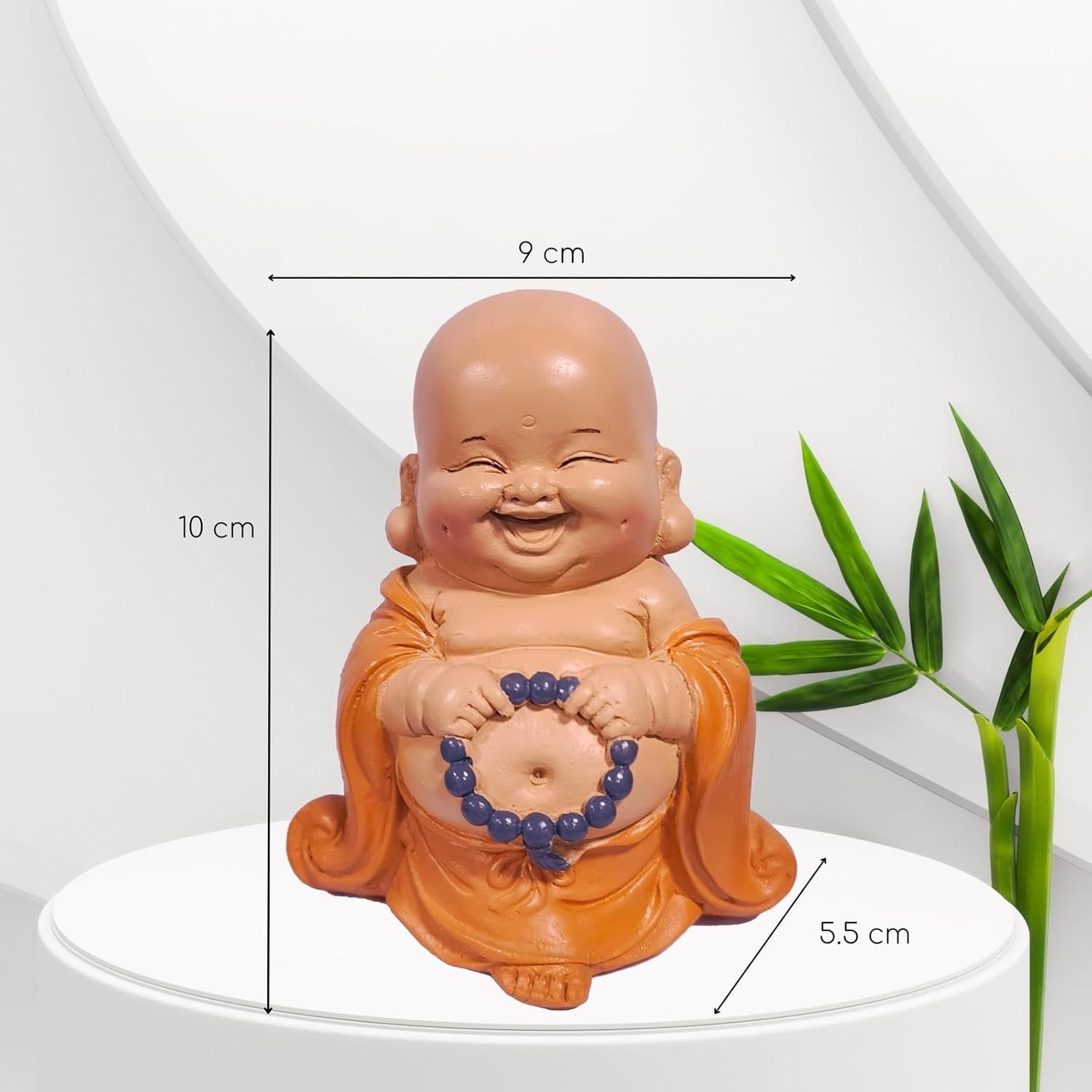 Statua del Buddha che ride con rosario - Statuina ispiratrice e allegra - Talismano fortunato pieno di positività - Idea regalo carina e spirituale - -H 10 cm - Zen'Light Statue e sculture Naty Shop