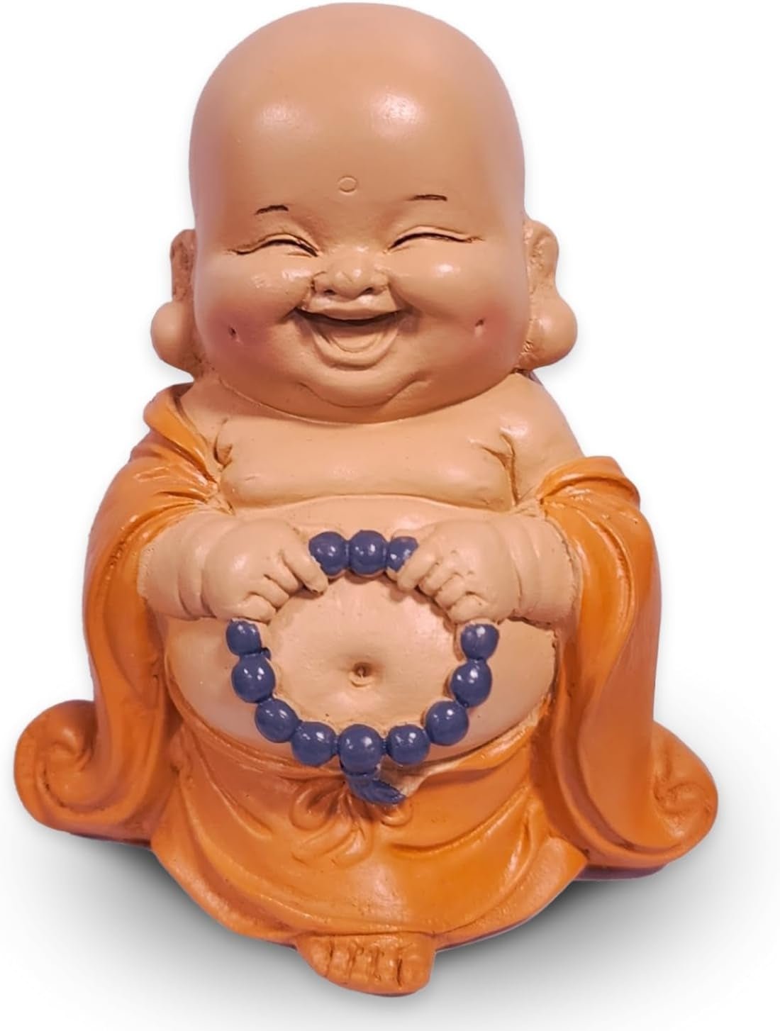 Statua del Buddha che ride con rosario - Statuina ispiratrice e allegra - Talismano fortunato pieno di positività - Idea regalo carina e spirituale - -H 10 cm - Zen'Light Statue e sculture Naty Shop Titolo predefinito