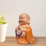 Statua del Buddha che ride con rosario - Statuina ispiratrice e allegra - Talismano fortunato pieno di positività - Idea regalo carina e spirituale - -H 10 cm - Zen'Light Statue e sculture Naty Shop