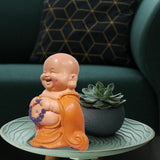 Statua del Buddha che ride con rosario - Statuina ispiratrice e allegra - Talismano fortunato pieno di positività - Idea regalo carina e spirituale - -H 10 cm - Zen'Light Statue e sculture Naty Shop
