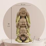 Statua 3 Buddha che ridono - Non vedere nulla - Non sentire nulla - Non dire nulla - Baby Buddha Insieme simbolico - Umore sereno e gioioso - Arredamento Zen -H 18 cm - Zen'Light Statue e sculture Naty Shop