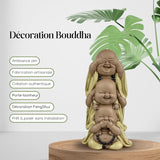 Statua 3 Buddha che ridono - Non vedere nulla - Non sentire nulla - Non dire nulla - Baby Buddha Insieme simbolico - Umore sereno e gioioso - Arredamento Zen -H 18 cm - Zen'Light Statue e sculture Naty Shop
