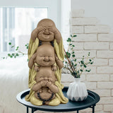 Statua 3 Buddha che ridono - Non vedere nulla - Non sentire nulla - Non dire nulla - Baby Buddha Insieme simbolico - Umore sereno e gioioso - Arredamento Zen -H 18 cm - Zen'Light Statue e sculture Naty Shop