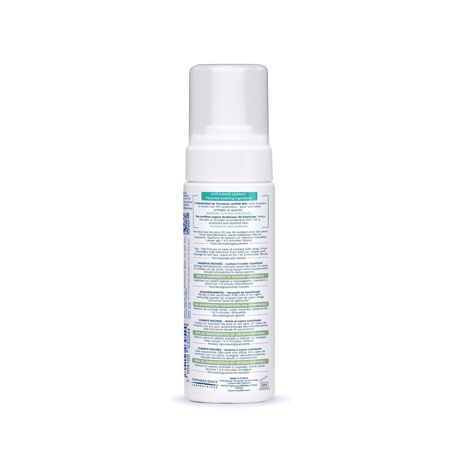 Stelatopia Shampoo Mousse per cuoio capelluto con secchezza estrema o dermatite atopica, capelli, neonati, bambini, tutta la famiglia - riduce arrossamenti e prurito (150ml) Bambini - Bagno e Cura della Pelle Naty Shop