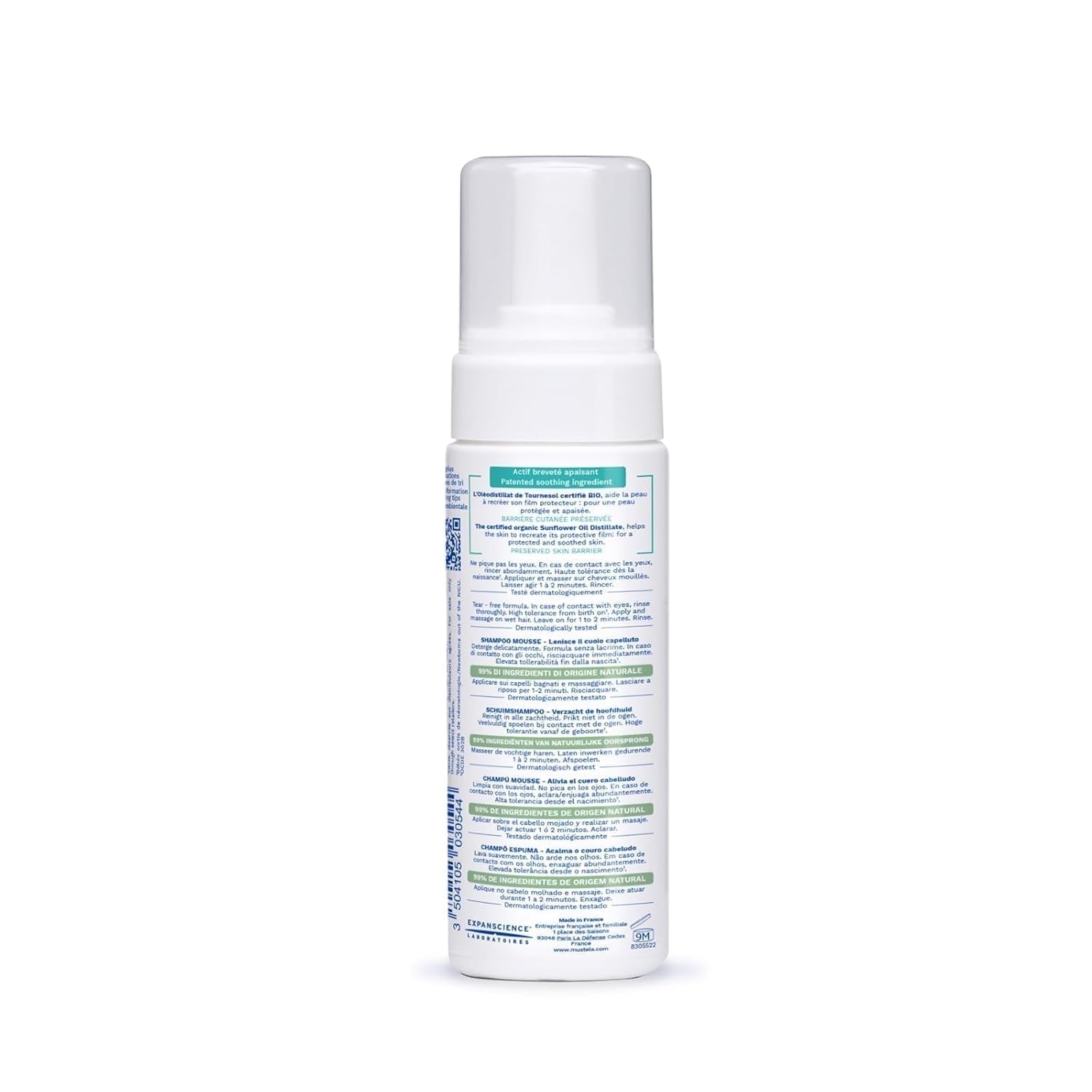 Stelatopia Shampoo Mousse per cuoio capelluto con secchezza estrema o dermatite atopica, capelli, neonati, bambini, tutta la famiglia - riduce arrossamenti e prurito (150ml) Bambini - Bagno e Cura della Pelle Naty Shop