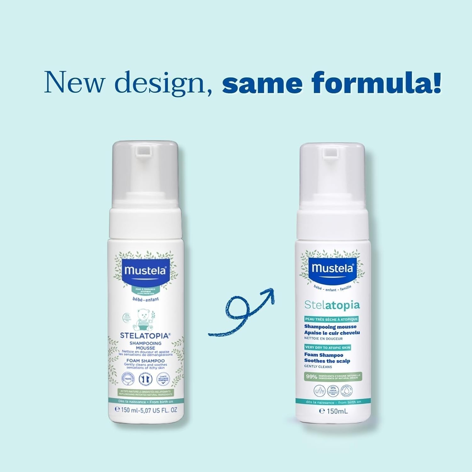 Stelatopia Shampoo Mousse per cuoio capelluto con secchezza estrema o dermatite atopica, capelli, neonati, bambini, tutta la famiglia - riduce arrossamenti e prurito (150ml) Bambini - Bagno e Cura della Pelle Naty Shop