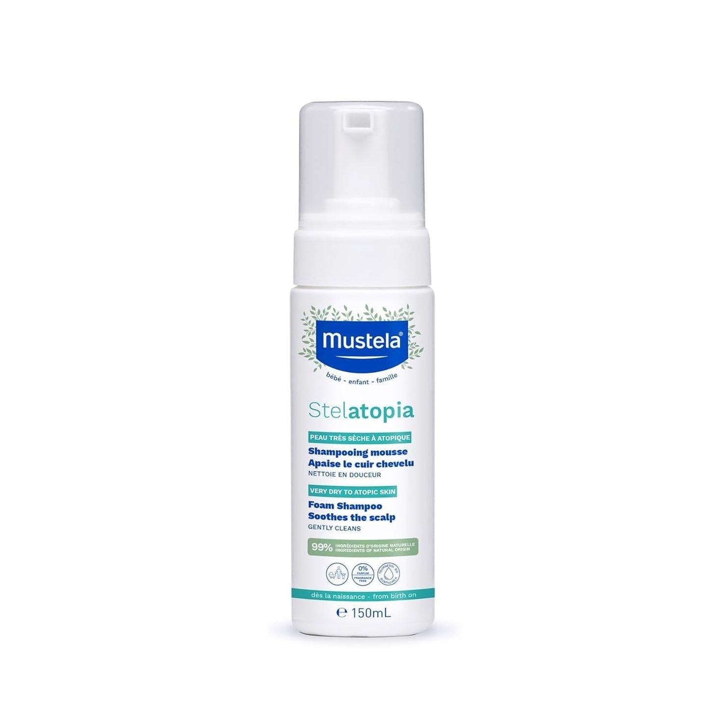 Stelatopia Shampoo Mousse per cuoio capelluto con secchezza estrema o dermatite atopica, capelli, neonati, bambini, tutta la famiglia - riduce arrossamento e prurito (150ml) Bambini - Bagno e cura della pelle Naty Shop 150 Ml (1 confezione)
