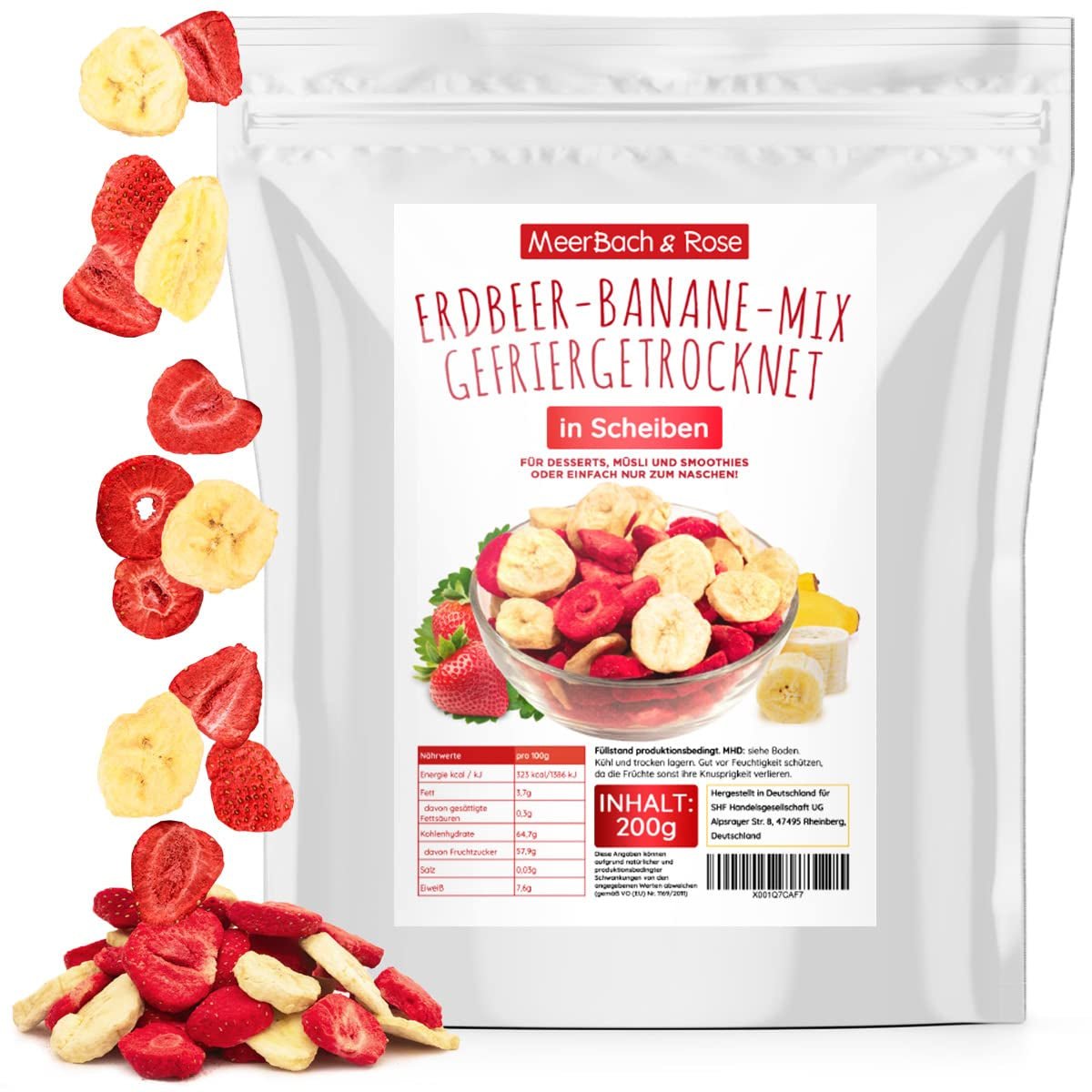 Mix fragole-banane 200g - fragole liofilizzate e banane liofilizzate come goloso snack in busta Prodotti disidratati Naty Shop Default title