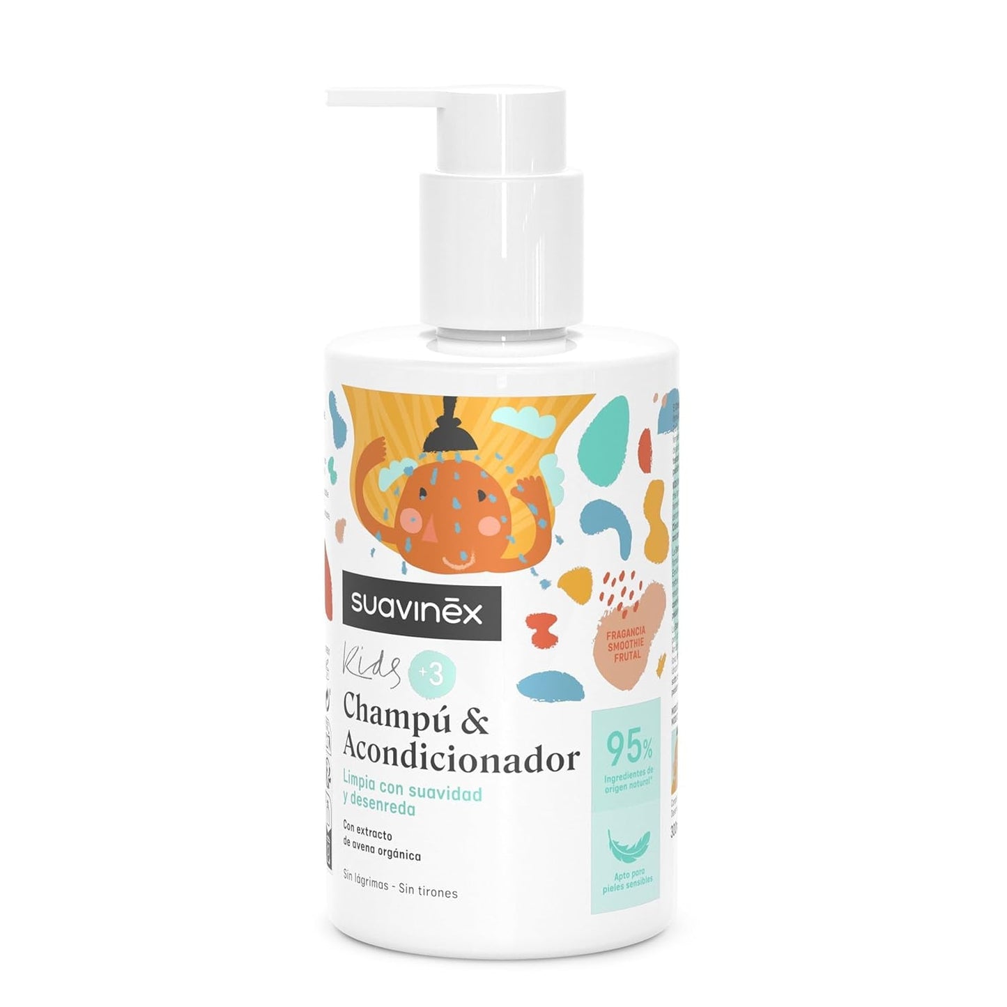Suavinex, shampoo curativo per bambini da 3 a 10 anni, senza allergeni, senza parabeni, senza siliconi, adatto per pelli sensibili, senza strappi o strappi, 95% ingredienti di origine naturale, Bambini - Bagno e Cura della Pelle Naty Shop Shampoo e balsamo