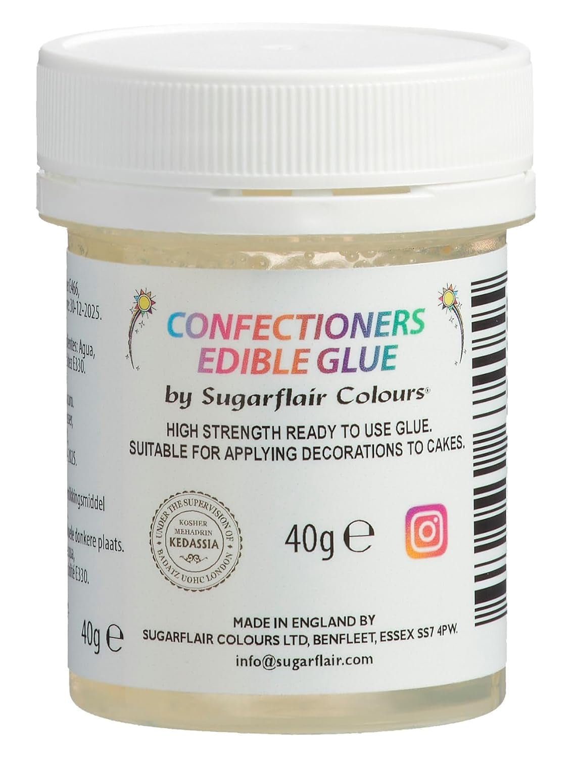 Sugarflair Confectioners Glue Colla commestibile - colla commestibile per decorare torte, marzapane, fondente, biscotti, cupcake e biscotti - Pasta di zucchero da 40 ml Naty Shop Titolo predefinito