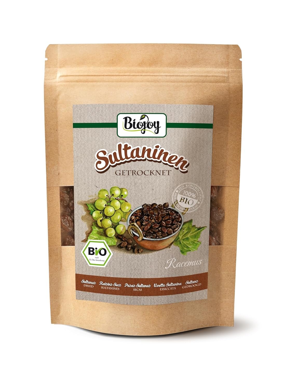 Uva sultanina Biojoy (500 g), secca e non solforata Naty Shop prodotti disidratati 250 G