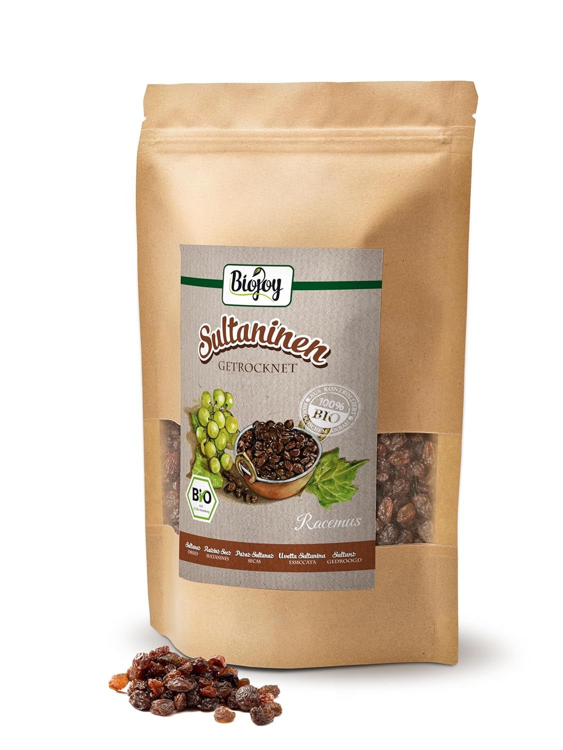 Uva sultanina biologica Biojoy (500 g), prodotti disidratati Naty Shop essiccati e non solforati