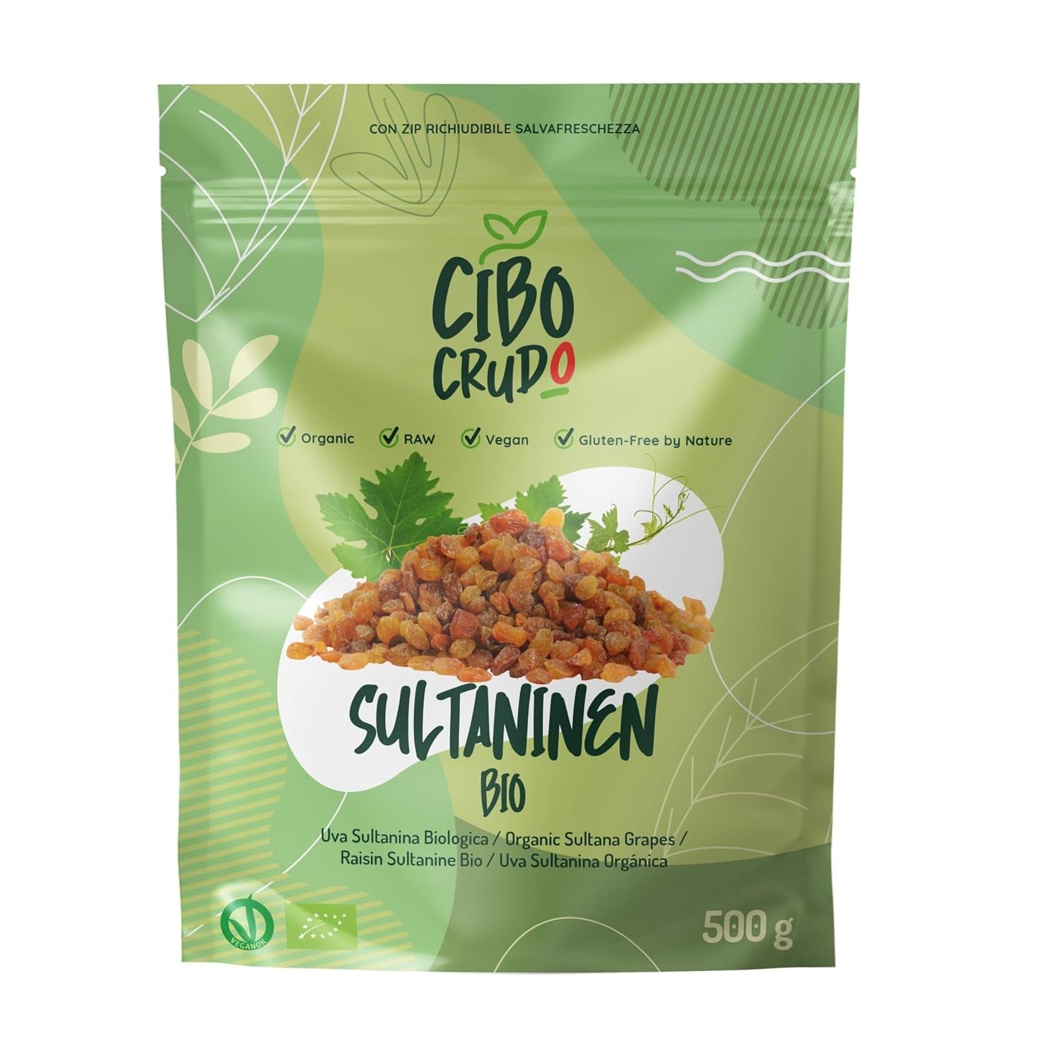 Uva sulfurea biologica - 500g. Disidratato e crudo. Uva sultanina disidratata senza zuccheri aggiunti da consumare come snack o dessert. Prodotti disidratati Naty Shop Titolo predefinito