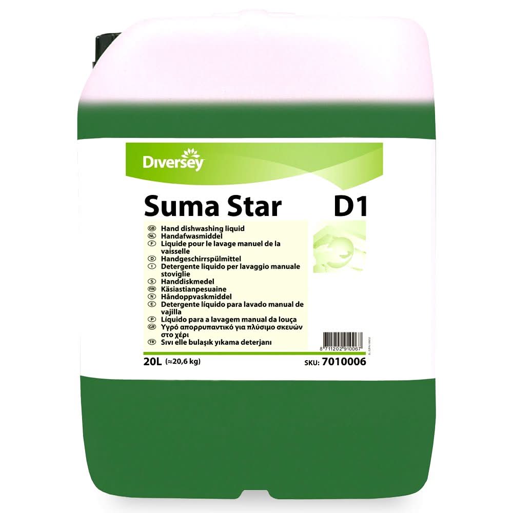 Suma Star D1 - Detersivo liquido concentrato manuale per stoviglie professionali 20L Detergenti Nati Shop