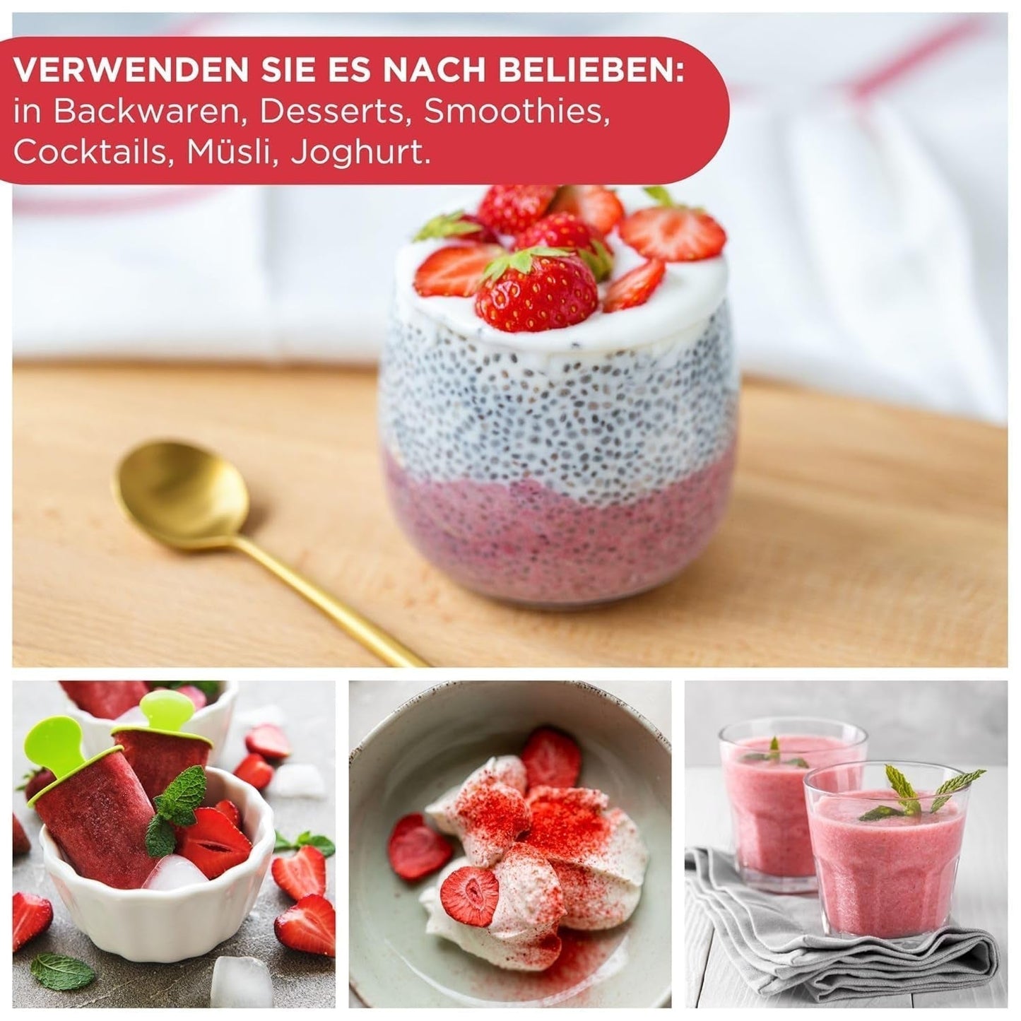 Fragole liofilizzate estive - confezione da 5 - senza zucchero, 100% naturali, deliziosi snack croccanti per bambini e adulti, ideali per cereali e lunch box (55g) Prodotti disidratati Naty Shop
