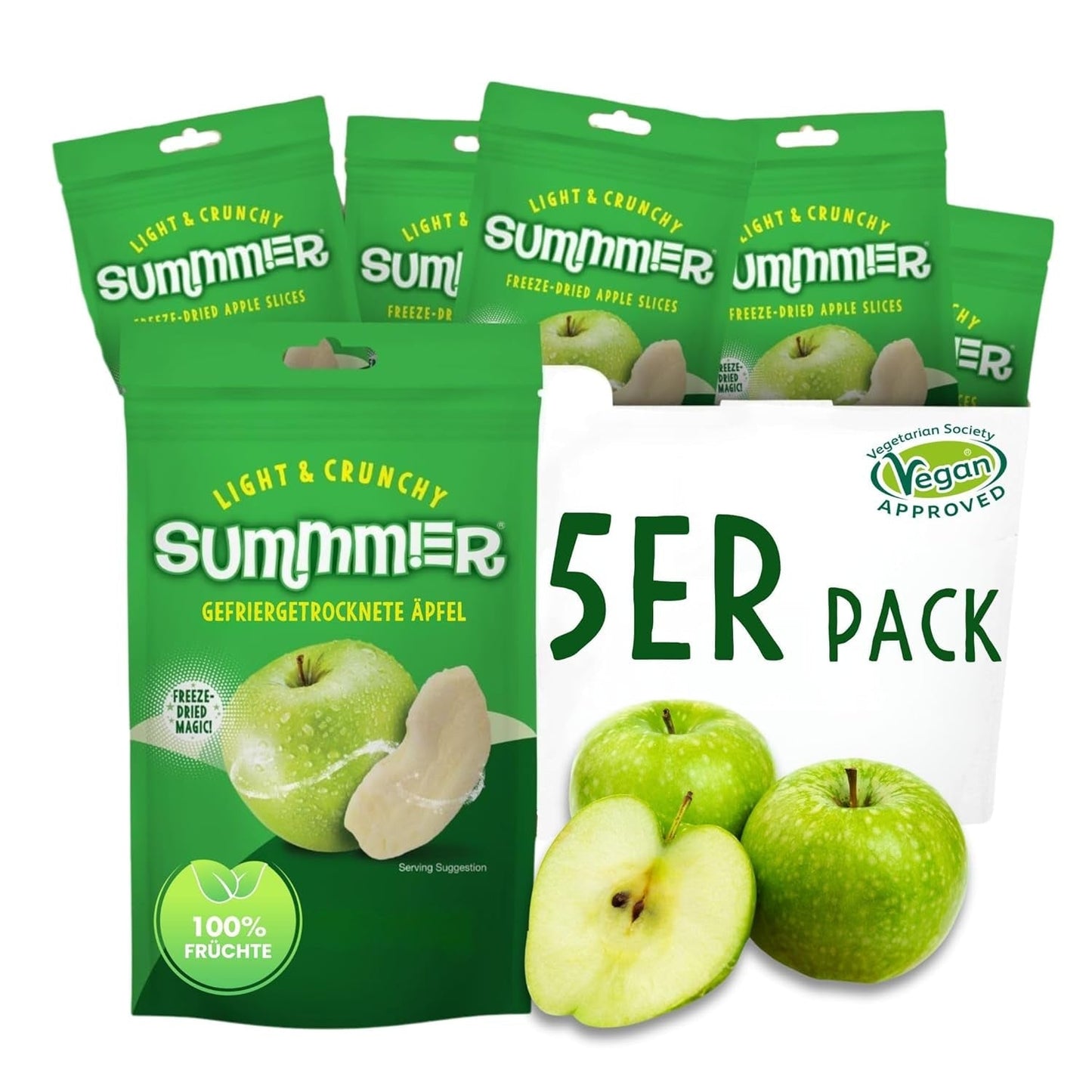 Fragole liofilizzate estive - confezione da 5 - senza zucchero, 100% naturali, deliziosi snack croccanti per bambini e adulti, ideali per cereali e lunch box (55g) Prodotti disidratati Naty Shop Confezione da 5 Mele