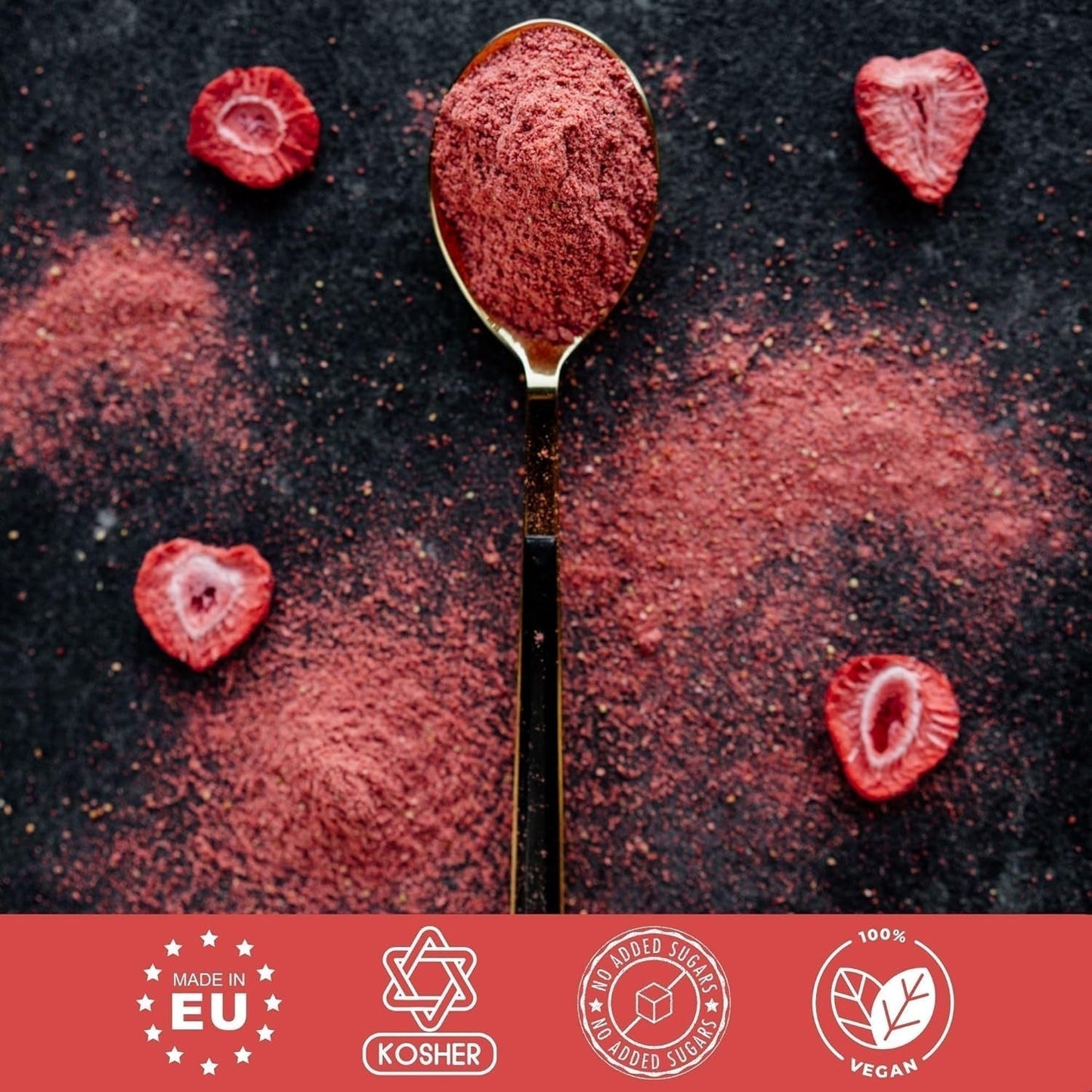 Fragole liofilizzate estive - confezione da 5 - senza zucchero, 100% naturali, deliziosi snack croccanti per bambini e adulti, ideali per cereali e lunch box (55g) Prodotti disidratati Naty Shop