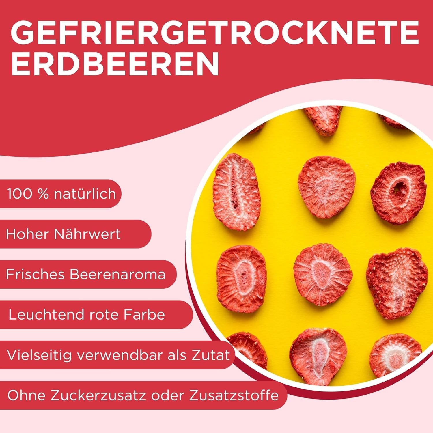Fragole liofilizzate estive - confezione da 5 - senza zucchero, 100% naturali, deliziosi snack croccanti per bambini e adulti, ideali per cereali e lunch box (55g) Prodotti disidratati Naty Shop