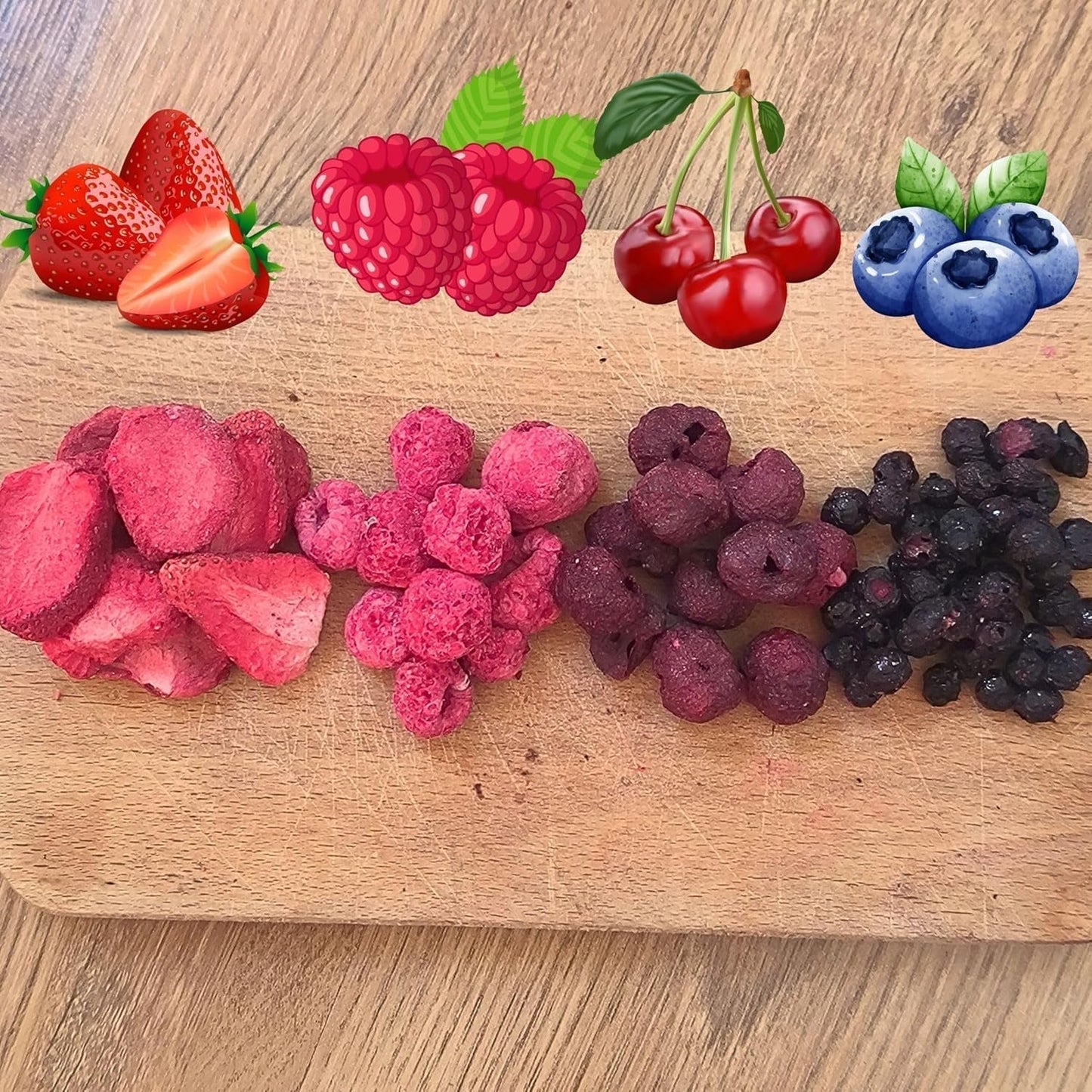 Mix di frutta liofilizzata Super Berries | XL 300g Frutta secca senza zucchero | Frutta secca | Frutta secca Fragole liofilizzate Lamponi Mirtilli liofilizzati ZingyZoo Prodotti disidratati Naty Shop