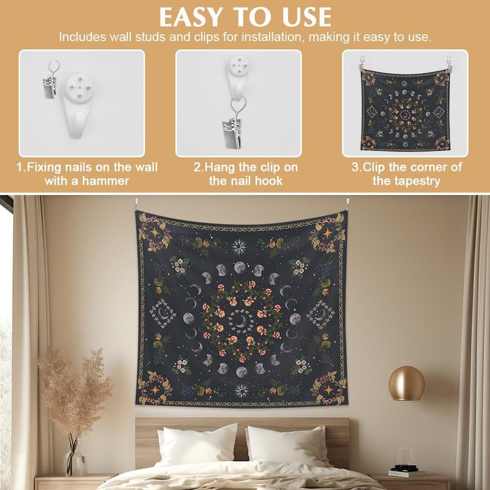 Arazzo 130 130mx150m fasi lunari fiore tela Home - Accessori e Decorazioni Naty Shop