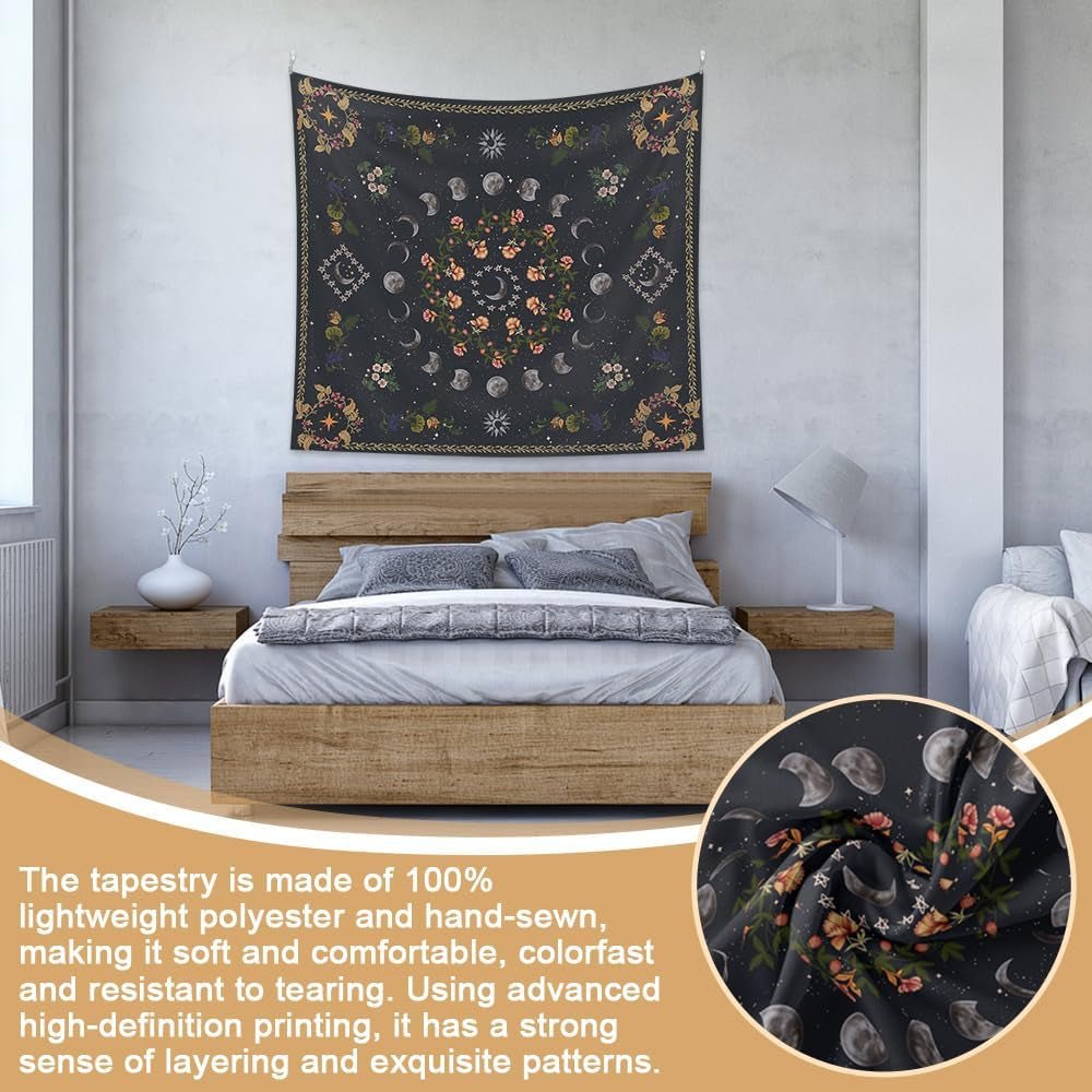 Arazzo 130 130mx150m fasi lunari fiore tela Home - Accessori e Decorazioni Naty Shop