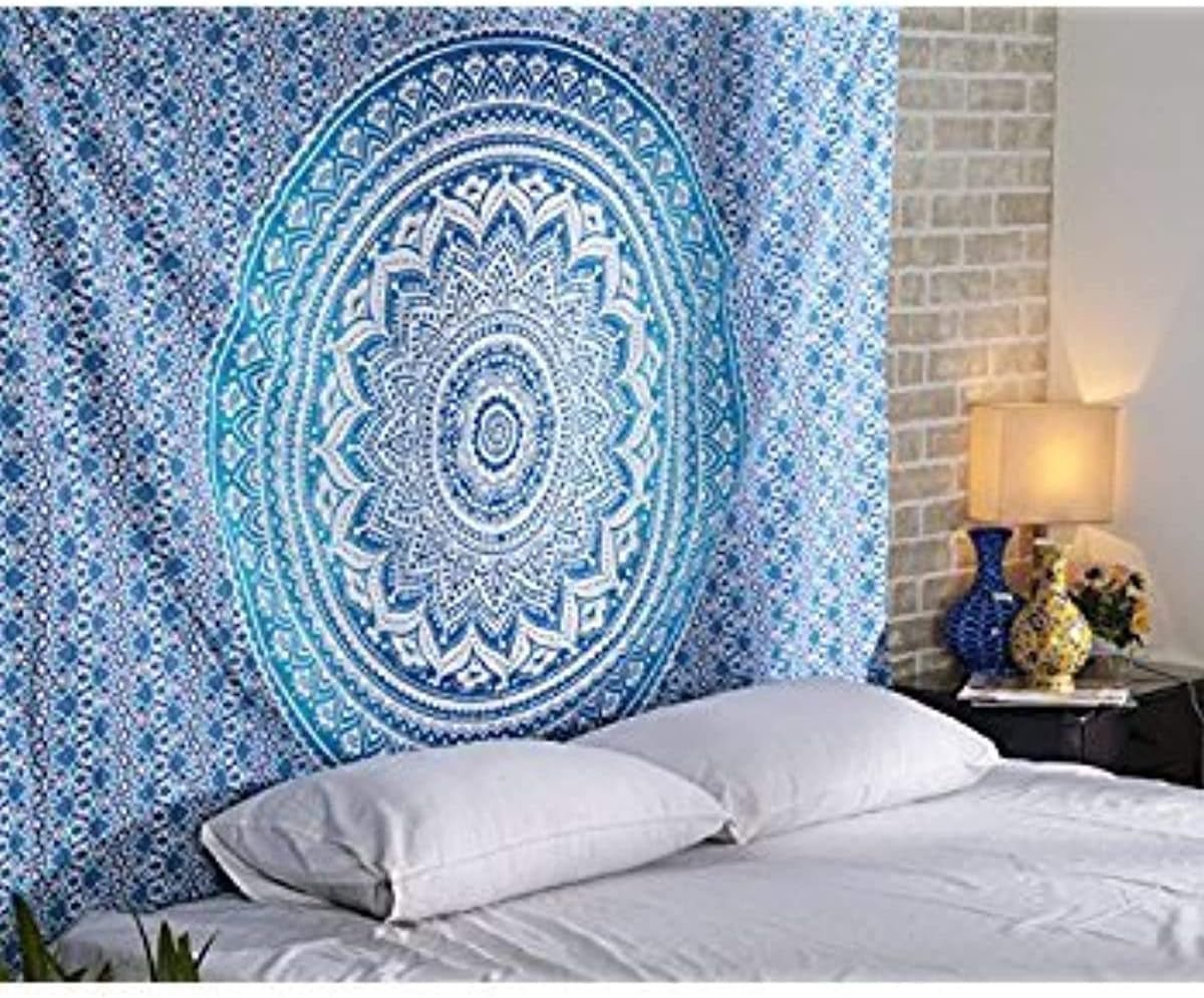 Arazzo aakriti gallery copriletto mandala in cotone Home - Accessori e decorazioni Naty Shop Blu 13L X 4,1B Cm