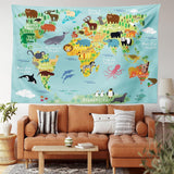 Arazzo abakuhaus Wanderlust animali mappa del mondo disegni Home - Accessori e Decorazioni Naty Shop