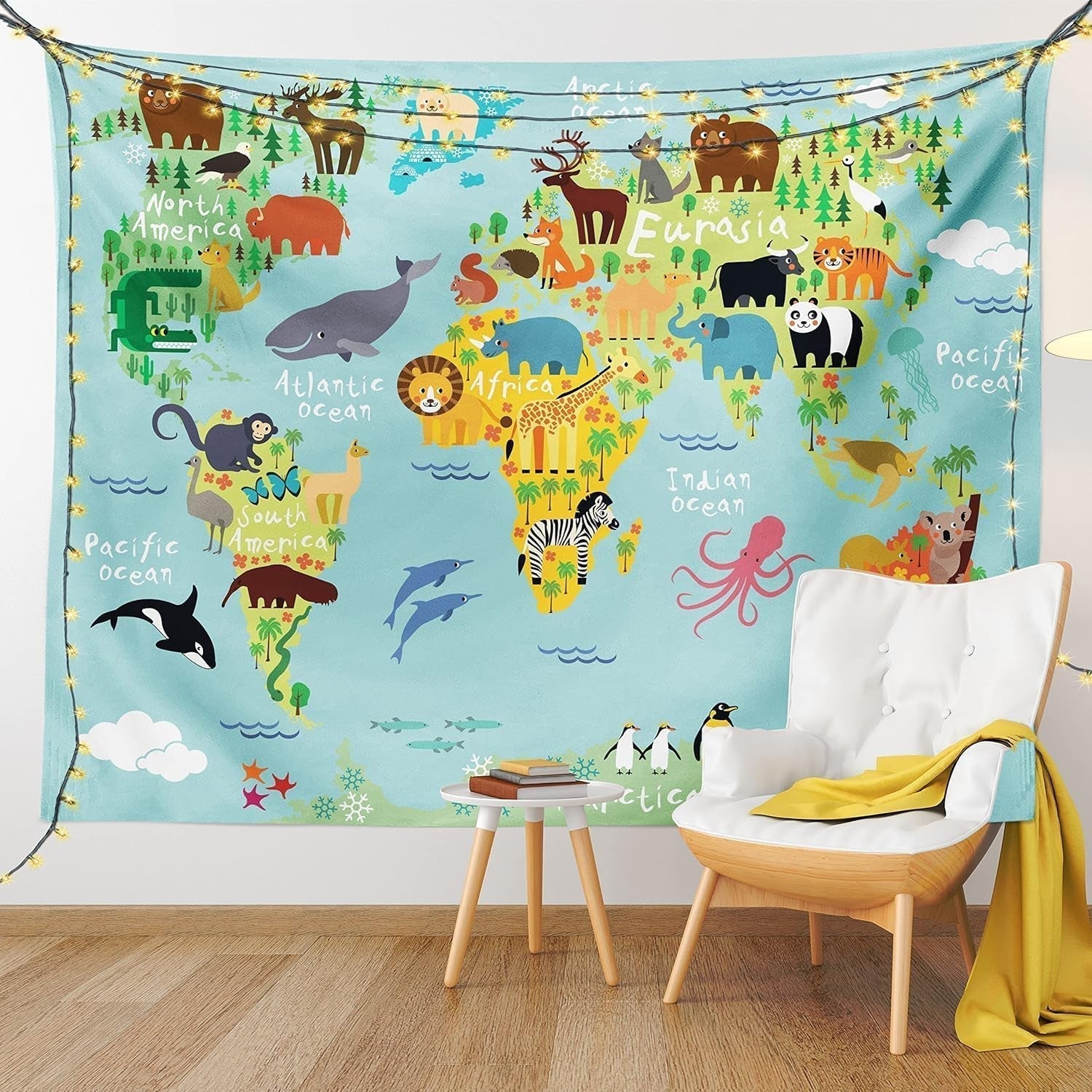 Arazzo abakuhaus Wanderlust animali mappa del mondo disegni Home - Accessori e Decorazioni Naty Shop