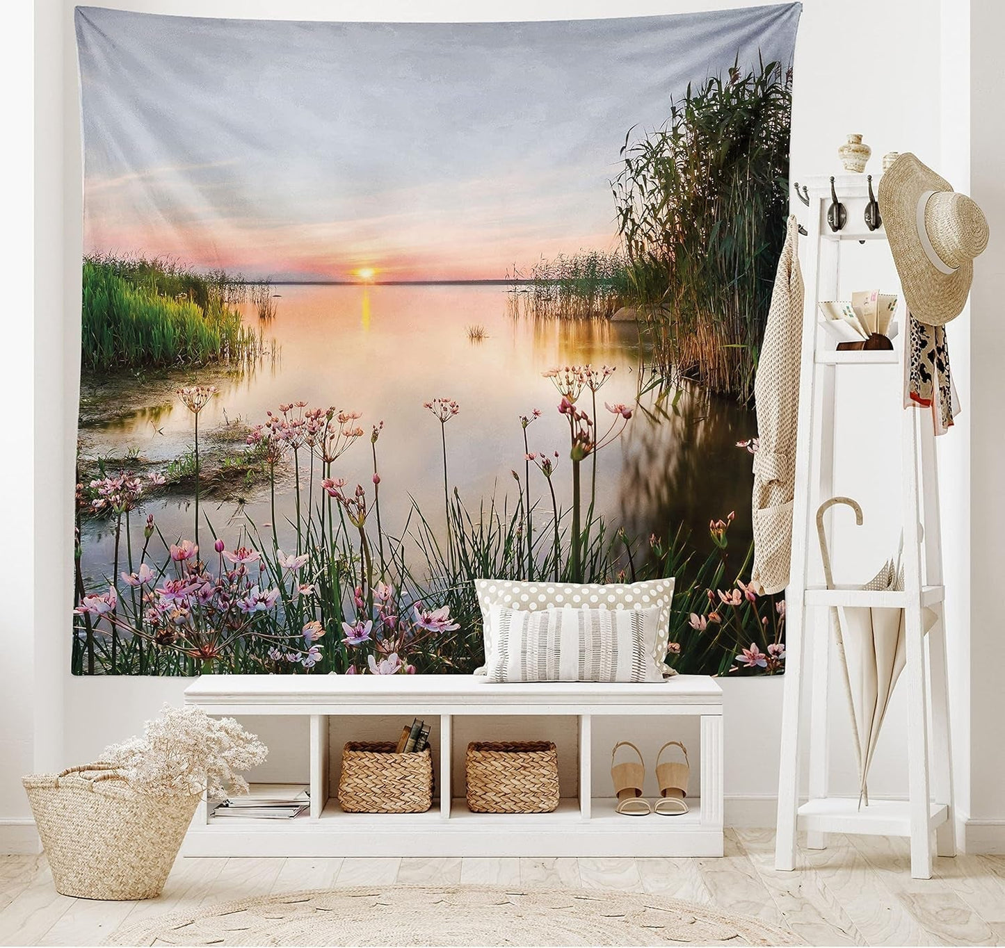 Arazzo abakuhaus Wanderlust animali mappa del mondo disegni Home - Accessori e decorazioni Naty Shop Rosa e blu 230L X 140B Cm