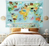 Arazzo abakuhaus Wanderlust animali mappa del mondo disegni Home - Accessori e Decorazioni Naty Shop