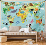 Arazzo abakuhaus Wanderlust animali mappa del mondo disegni Home - Accessori e Decorazioni Naty Shop
