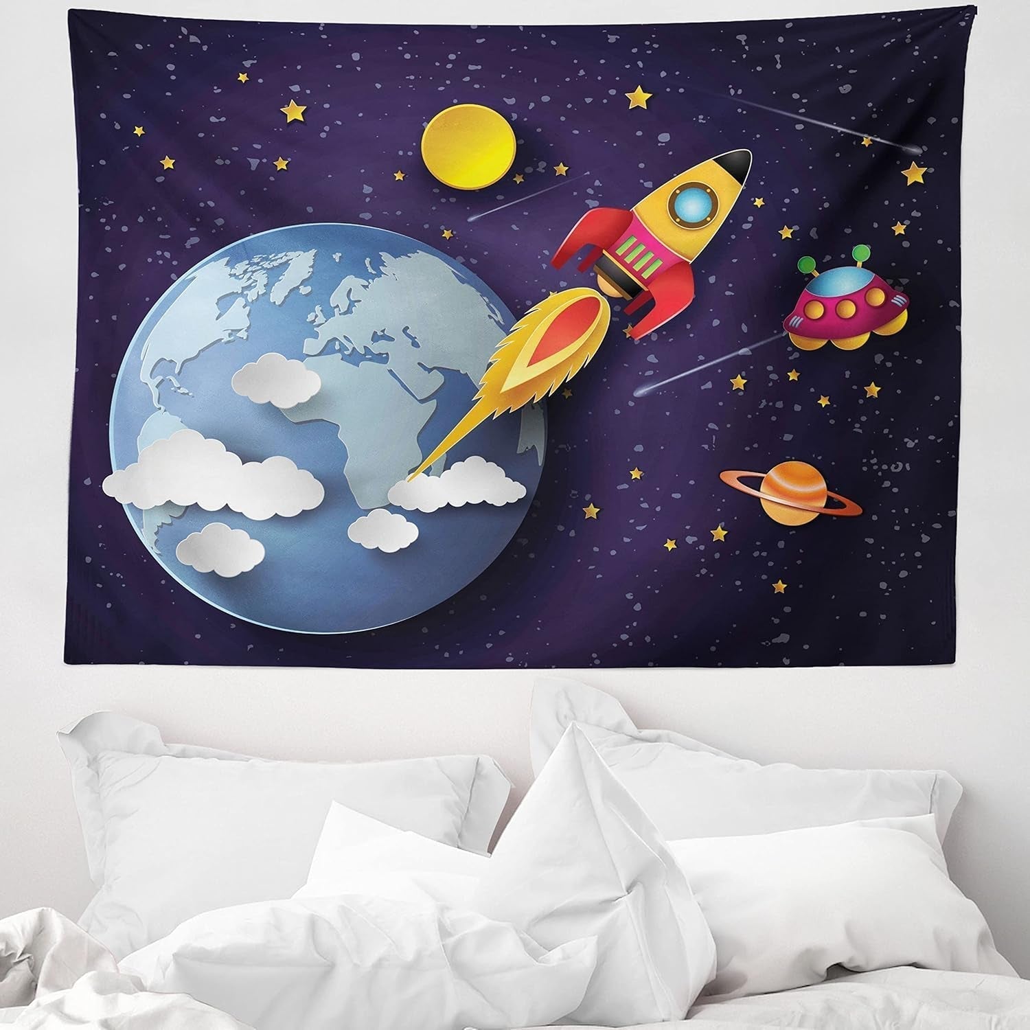 Arazzo abakuhaus Wanderlust mappa degli animali del mondo dei cartoni animati - Naty Shop