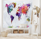 Arazzo abakuhaus Wanderlust mappa degli animali del mondo dei cartoni animati - Naty Shop