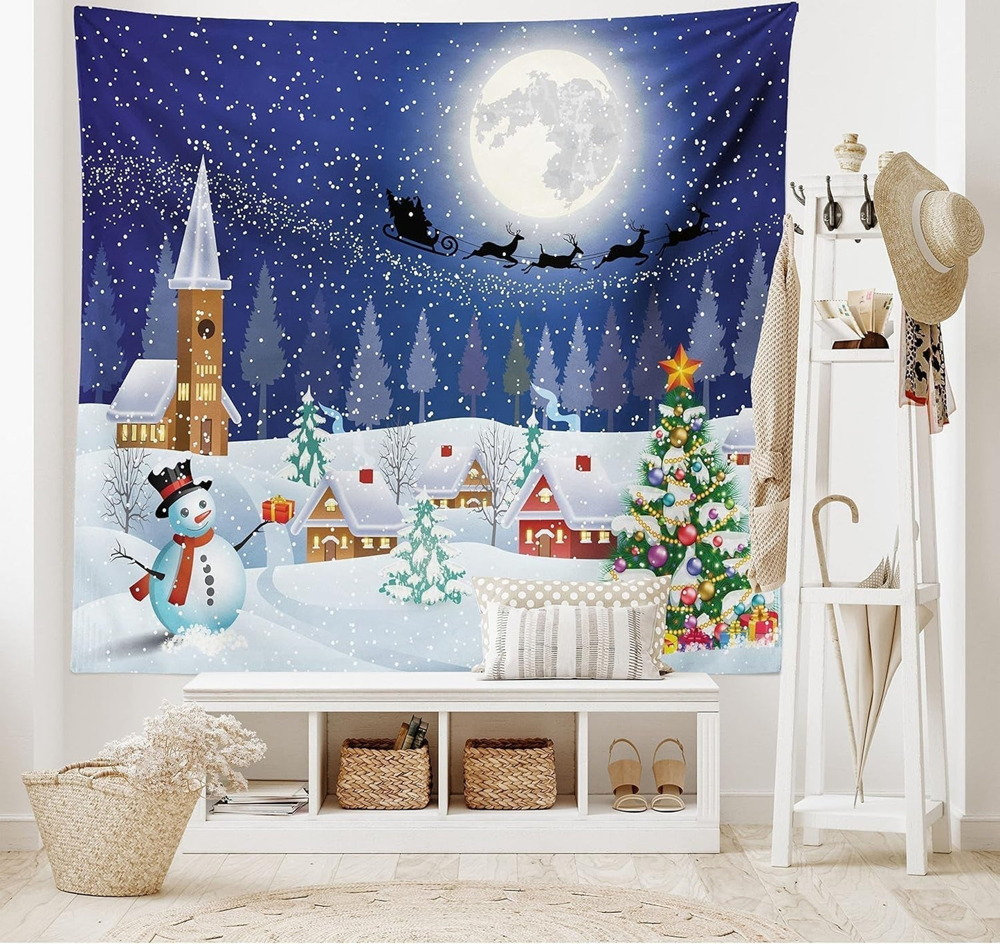 Arazzo abakuhaus Wanderlust disegni di mappe del mondo animale Home - Accessori e decorazioni Naty Shop Blu bianco 150L X 110B cm