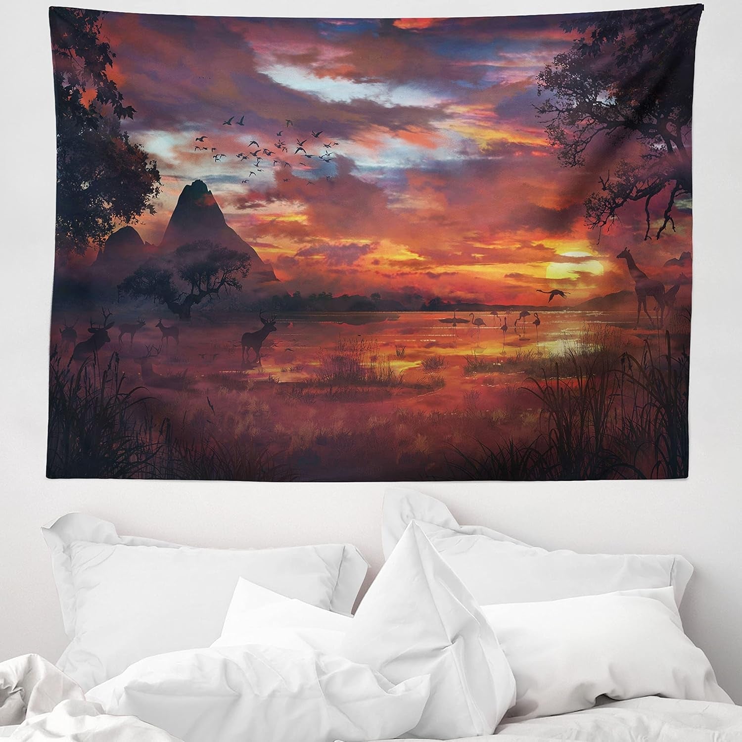 Arazzo abakuhaus Wanderlust mappa degli animali del mondo dei cartoni animati - Naty Shop