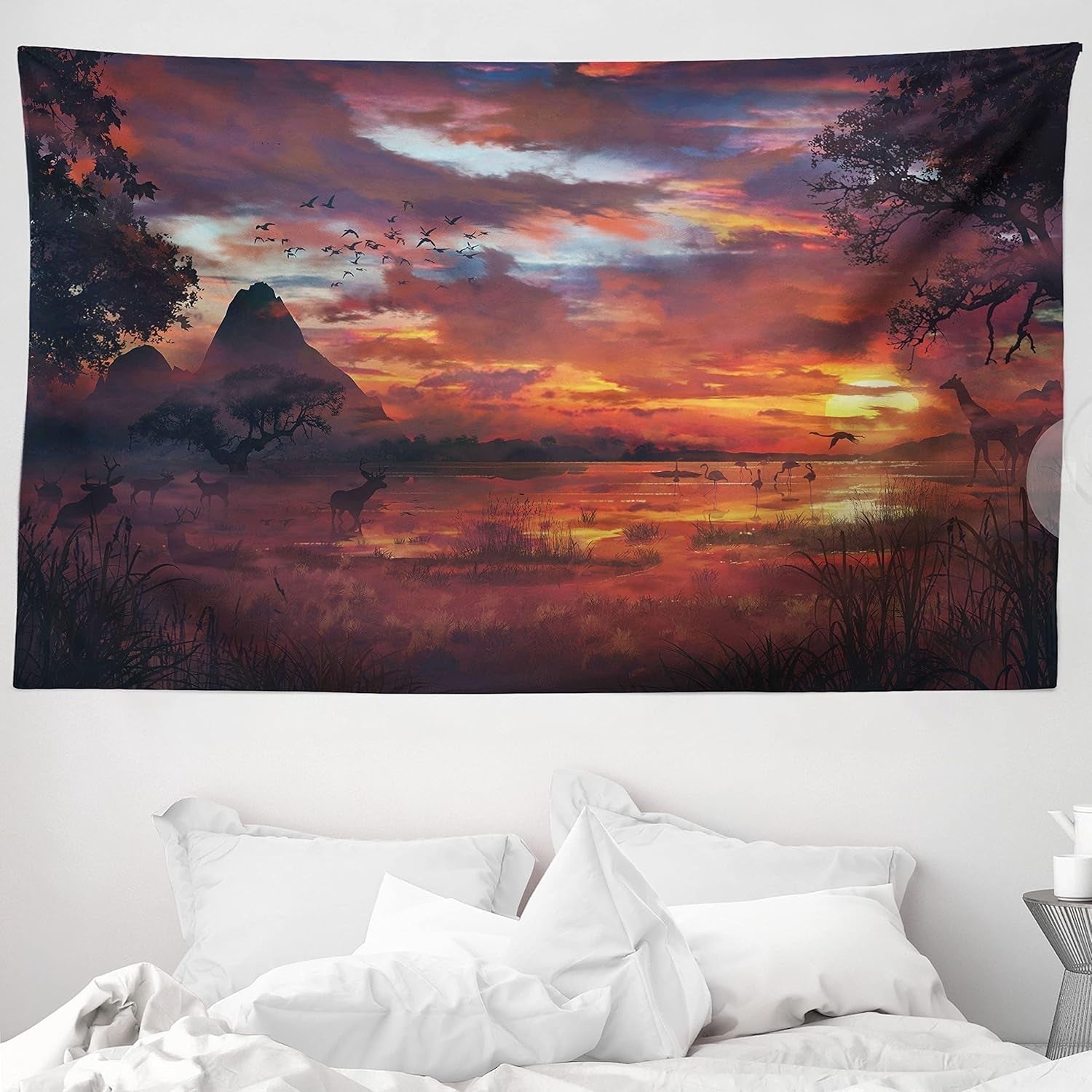 Arazzo abakuhaus Wanderlust animali mappa del mondo disegni Home - Accessori e decorazioni Naty Shop Arancione Nero 230L X 140B Cm