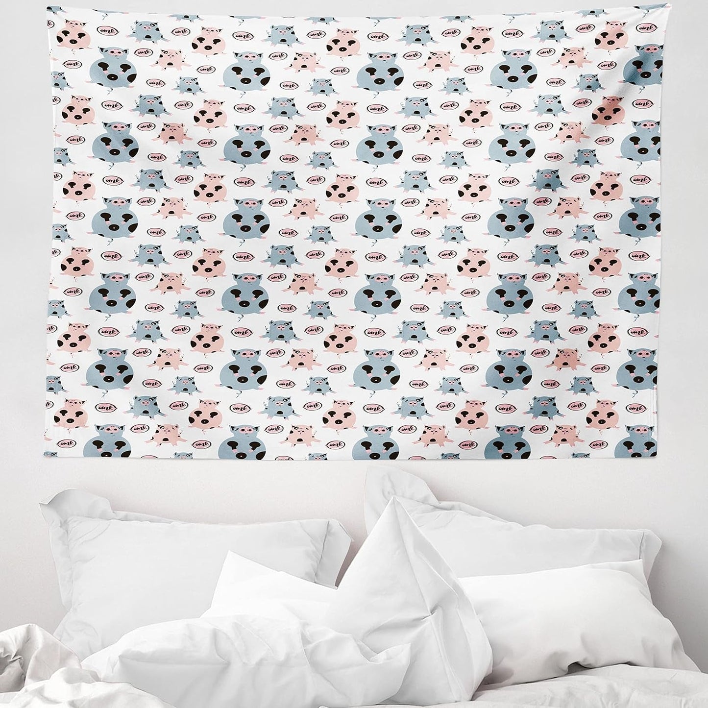 Arazzo abakuhaus Wanderlust disegni di mappe del mondo animale Home - Accessori e decorazioni Naty Shop Grigio Blu 150L X 110B Cm