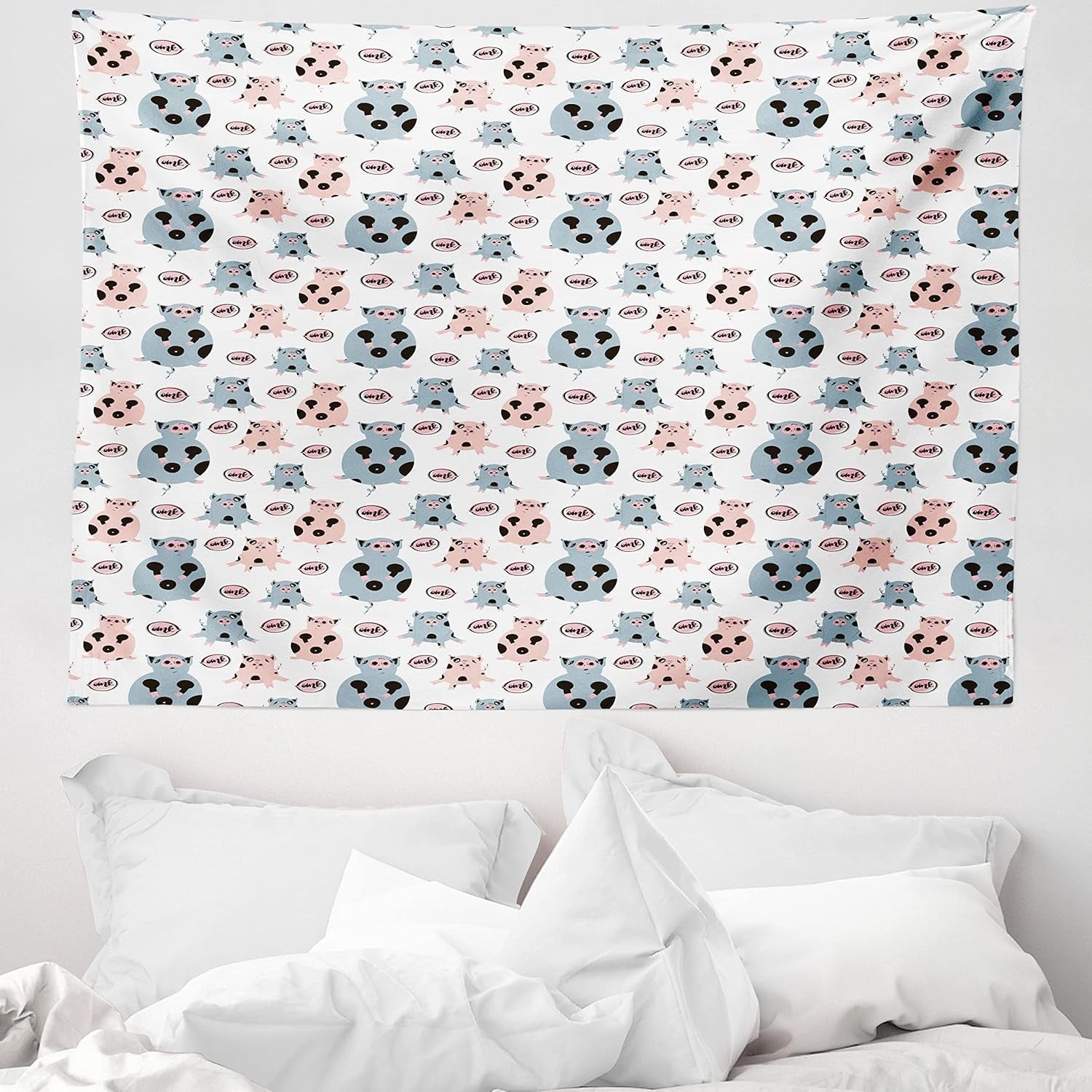Arazzo abakuhaus Wanderlust disegni di mappe del mondo animale Home - Accessori e decorazioni Naty Shop Grigio Blu 150L X 110B Cm