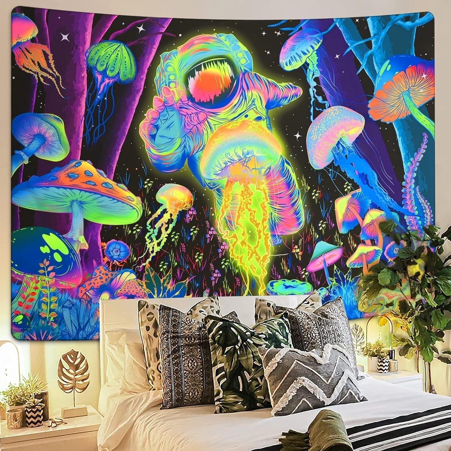 Arazzo alishomtll luce nera astratta arte da parete Casa - Accessori e decorazioni Naty Shop