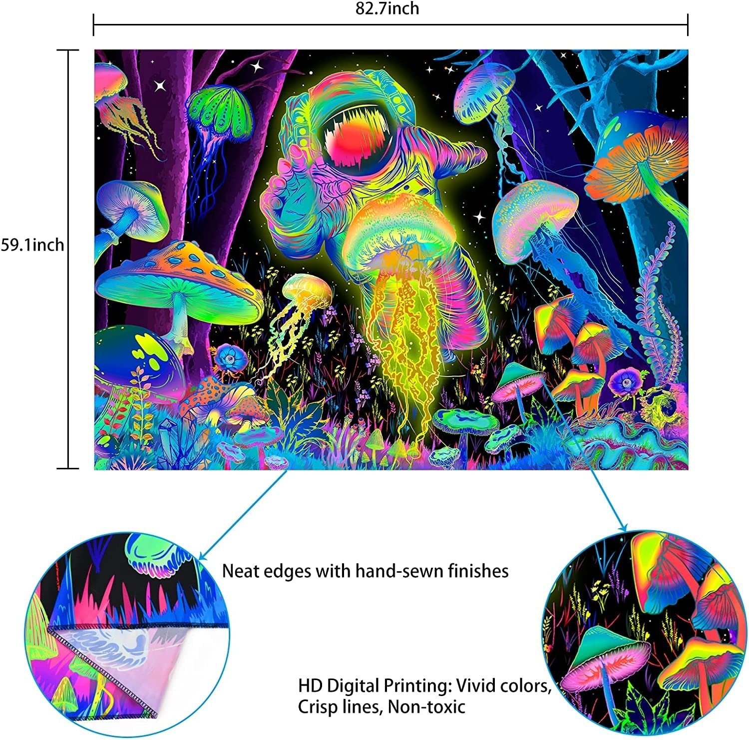 Arazzo alishomtll luce nera astratta arte da parete Casa - Accessori e decorazioni Naty Shop