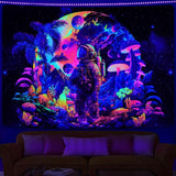 Arazzo alishomtll luce nera astronauta fungo fluorescente botanico Casa - Accessori e Decorazioni Naty Shop